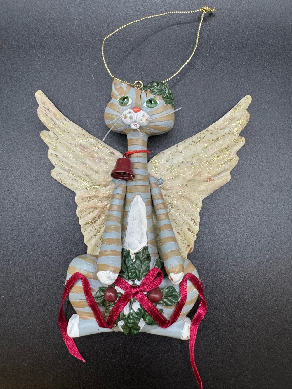 Kurt Adler Cat Ornament Christmas Angel Heavenly Vtg Kitten Kitty Holiday Decor